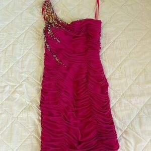 Dave & Johnny Pink One-Shoulder Dress